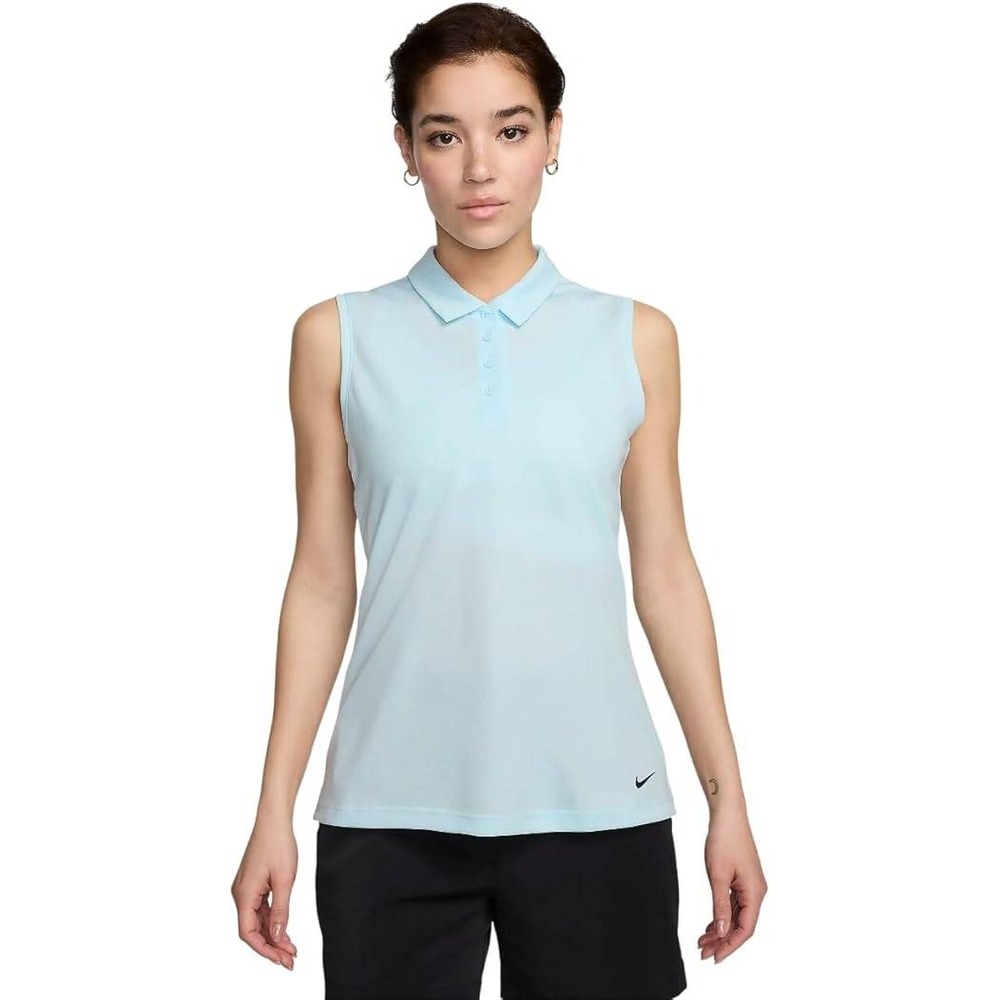 Nike‎ Dri-FIT Sleeveless Golf Polo Shirt Womens XS Light Glacier Blue Top